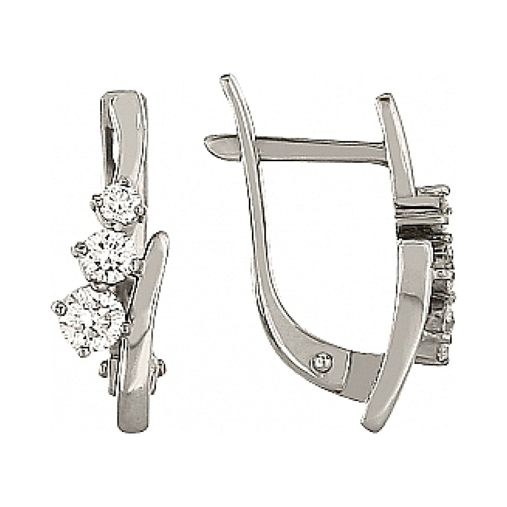 Золотые серьги с бриллиантом № 108168