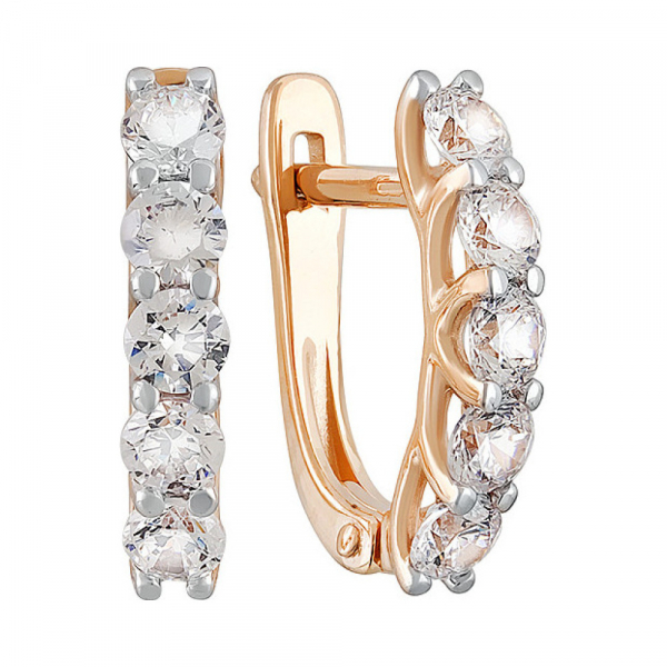 Золотые серьги с фианитом № 133175