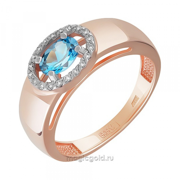 Золотое кольцо с топазом и фианитом № 162372