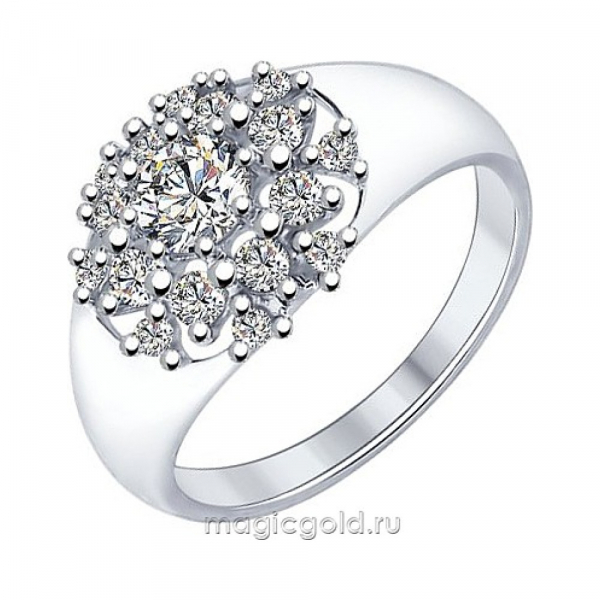 Серебряное кольцо с кристаллом swarovski № 161747