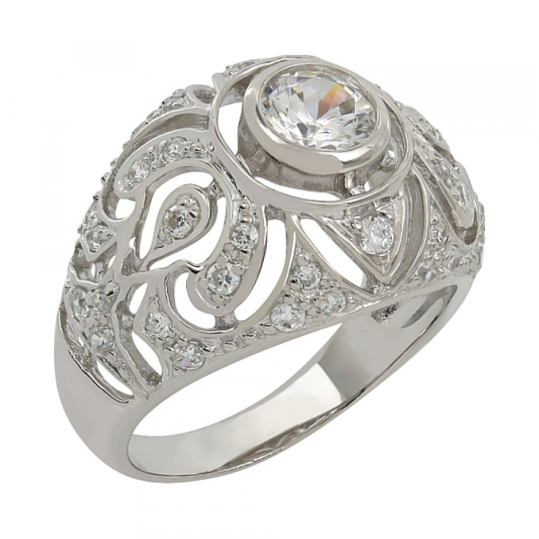 Серебряное кольцо с фианитом № 107293