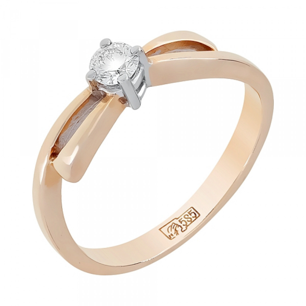 Золотое кольцо с бриллиантом № 31213