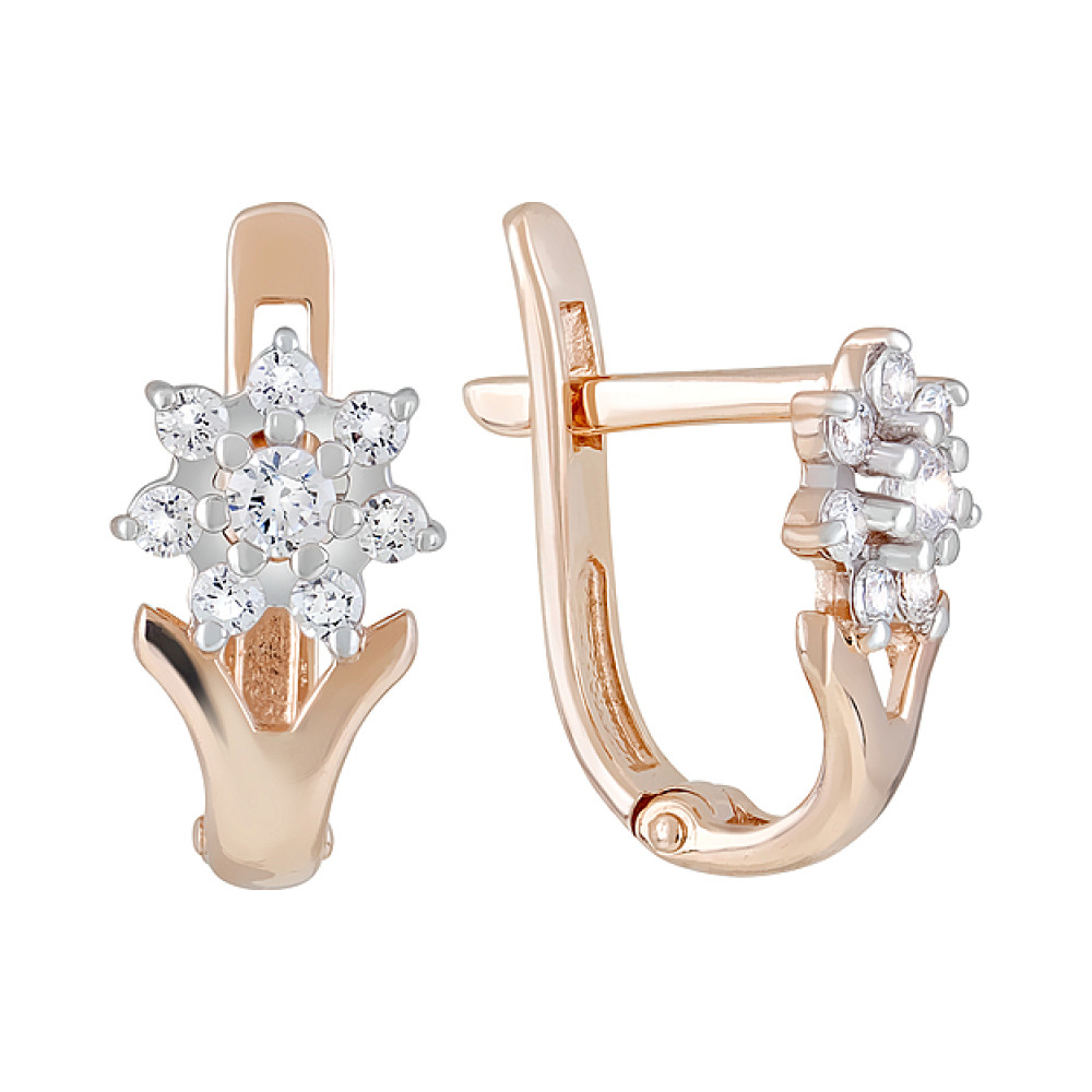 Золотые серьги с фианитами № 123451