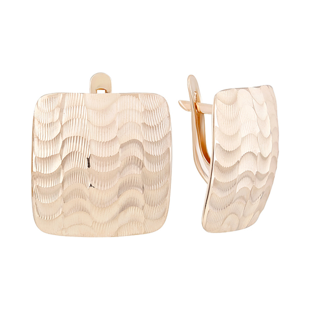 Золотые серьги без камня с алмазкой № 126724