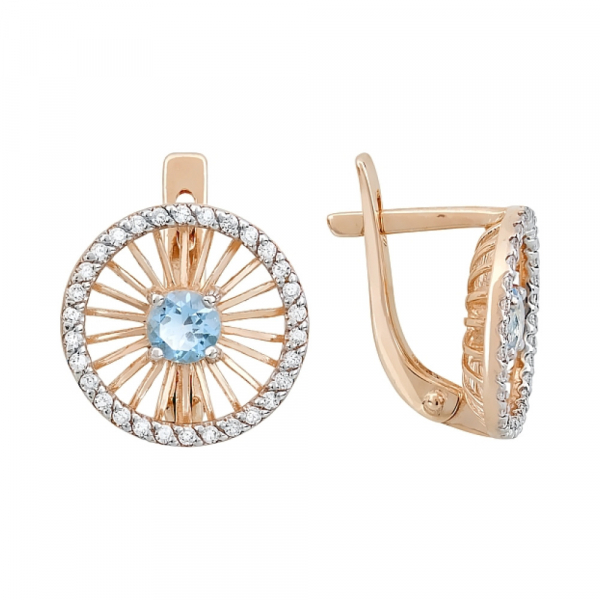 Золотые серьги с топазом и фианитом № 116262