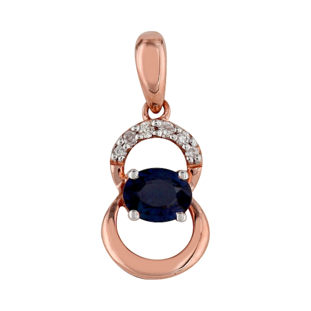 Золотая подвеска с бриллиантом и сапфиром № 98141