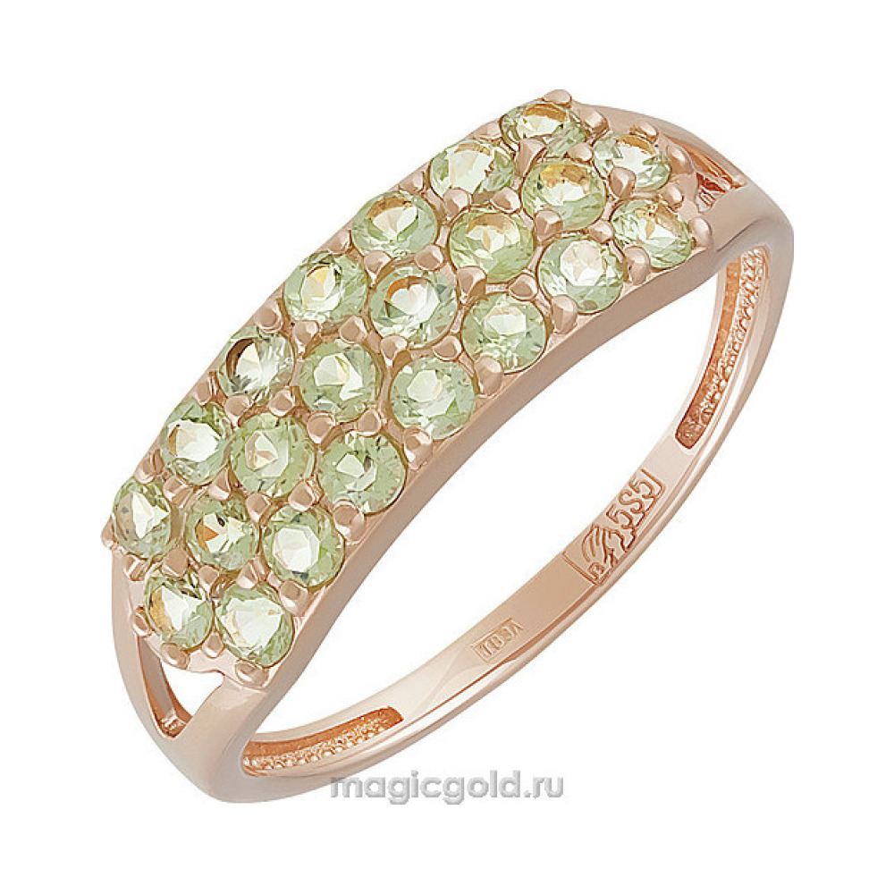 Золотое кольцо с хризолитом № 141848
