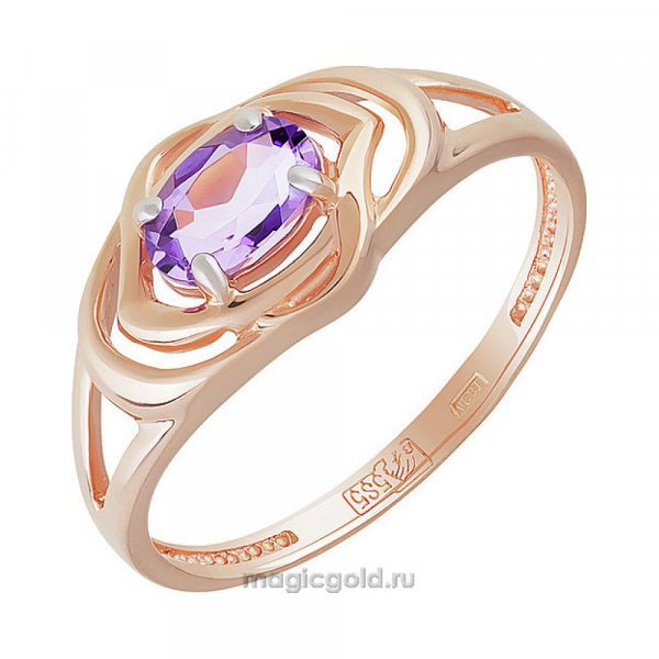 Золотое кольцо с аметистом № 158845
