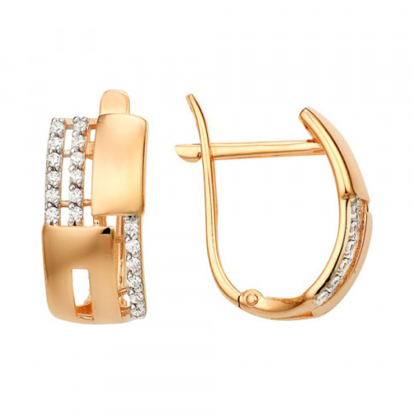 Золотые серьги с фианитом № 141123