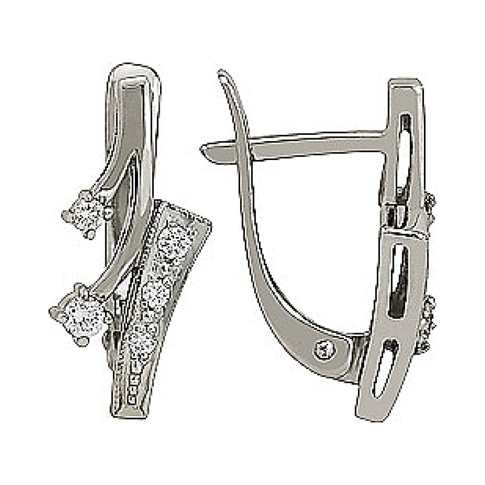 Золотые серьги с бриллиантом № 75376