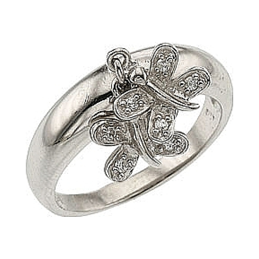 Серебряное кольцо с фианитом № 33945