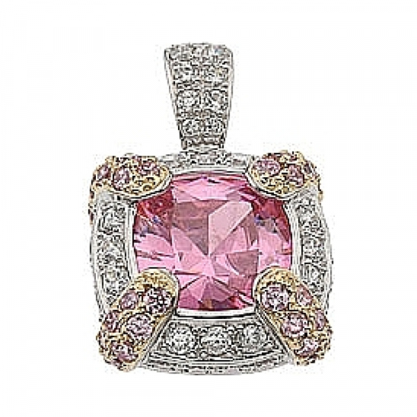 Серебряная подвеска с фианитом и золотым покрытием № 34155