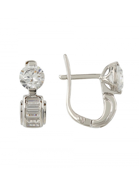 Серебряные серьги с фианитом № 107149