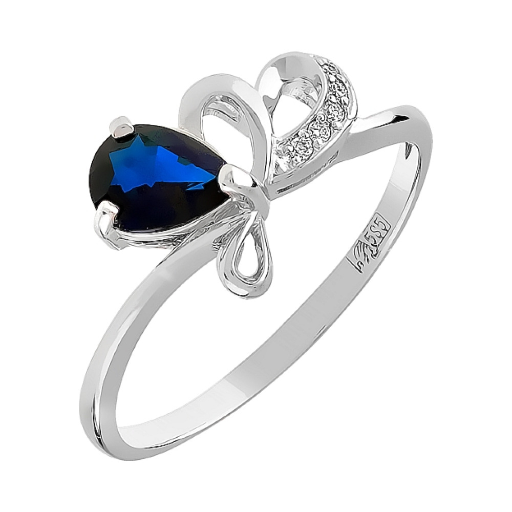 Золотое кольцо с бриллиантом и сапфиром № 98803