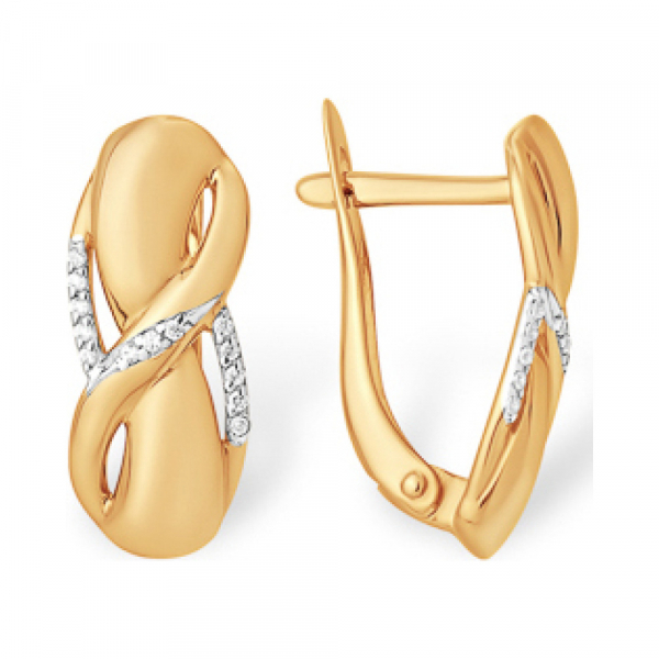 Золотые серьги с фианитом № 141996