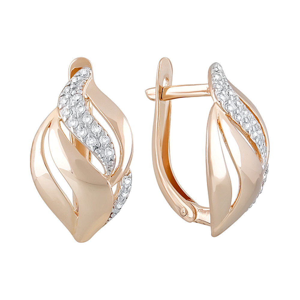 Золотые серьги с фианитами № 123487