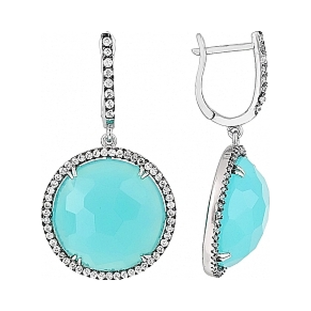 Серебряные серьги с фианитом № 114276