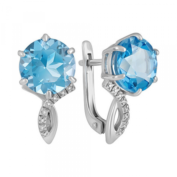 Серебряные серьги с топазом и фианитом № 134256