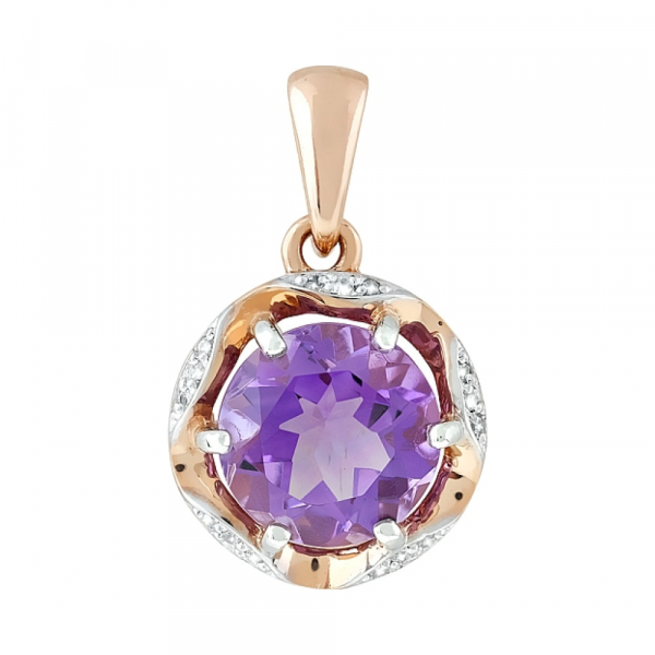 Золотая подвеска с аметистом и фианитом № 119653