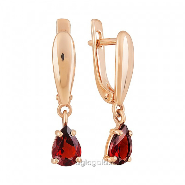 Золотые серьги с гранатом № 164366