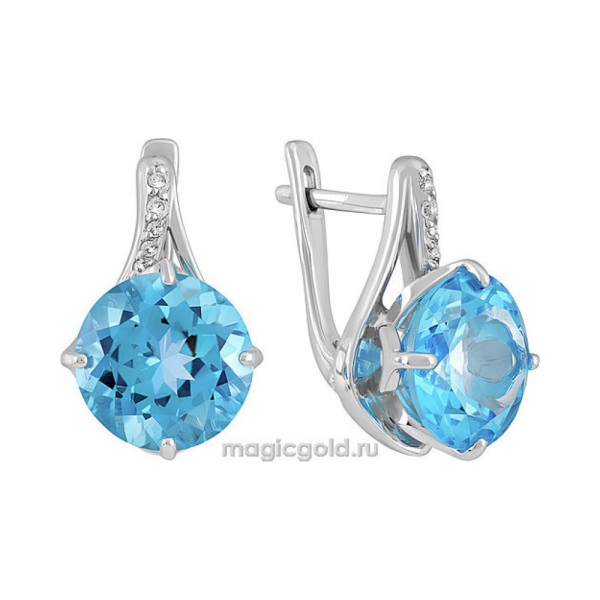 Серебряные серьги с топазом и фианитом № 140156