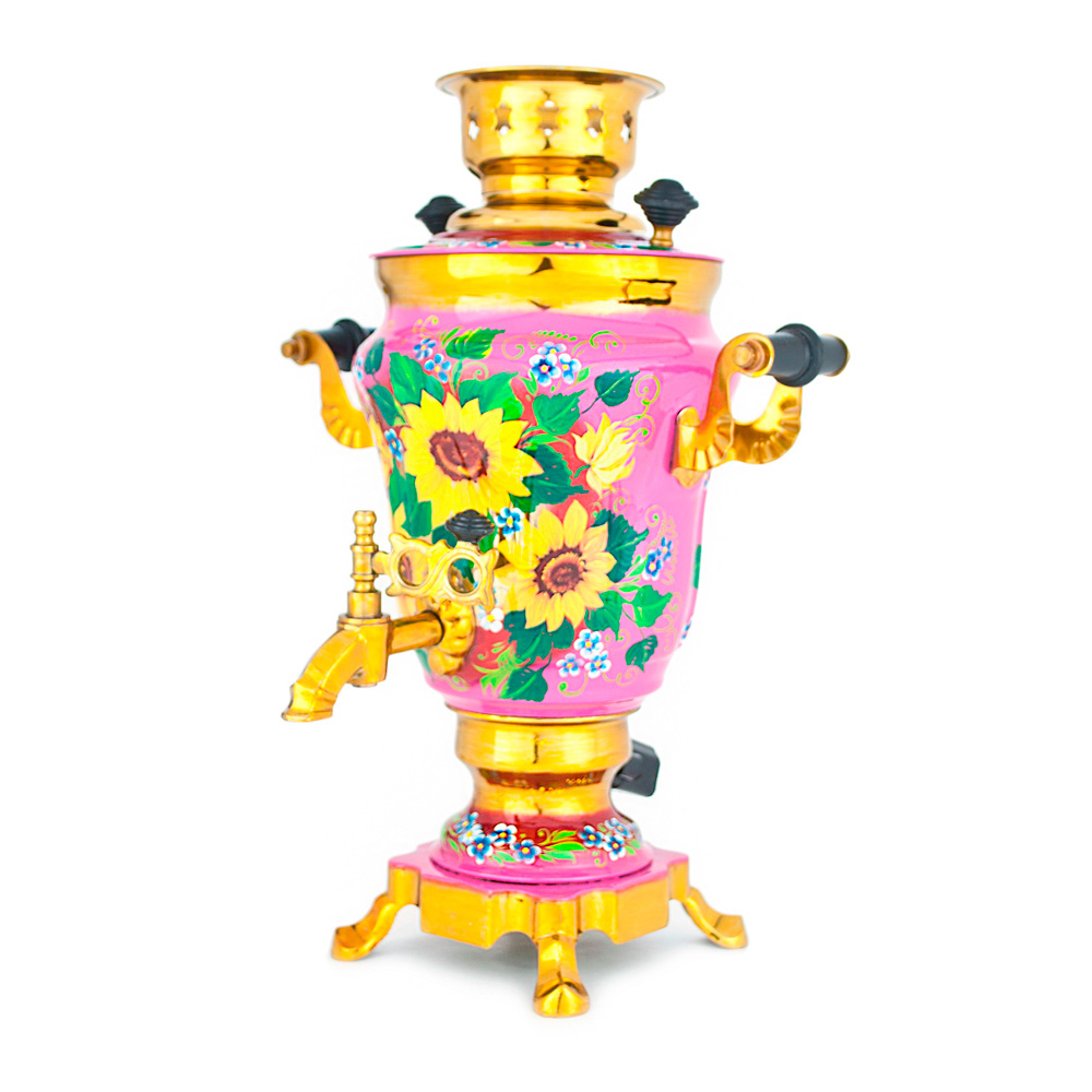 Фотография самовар электрический "тюльпан", 1.5 литра, роспись № 1 №1