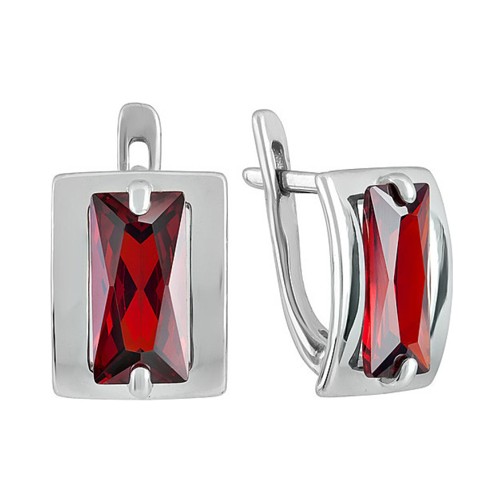 Серебряные серьги с фианитом № 129700