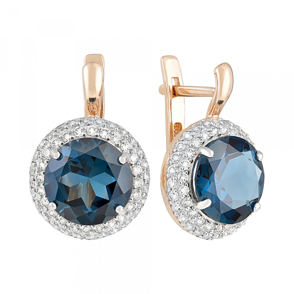 Золотые серьги с топазом и фианитом № 128500