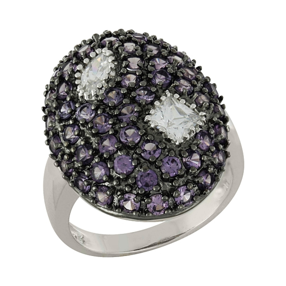 Серебряное кольцо с имитац. корунда и фианитом № 100867