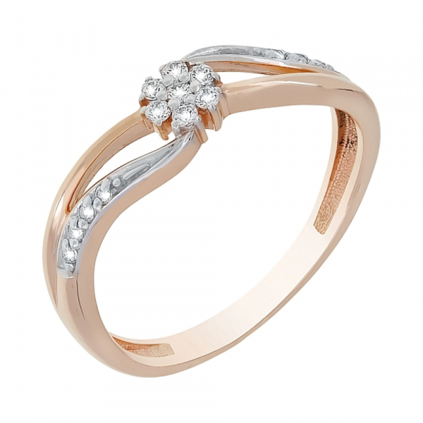 Золотое кольцо с фианитом № 69469