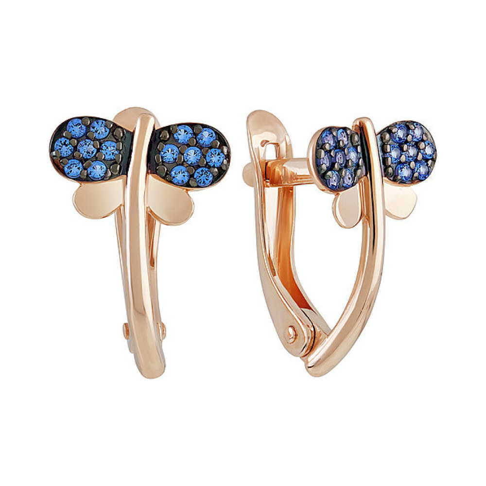 Золотые серьги с фианитом № 137144