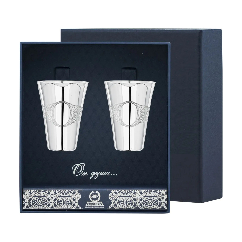 Набор стопок Подарочная №2 2 предмета в футляре из серебра 925 пробы