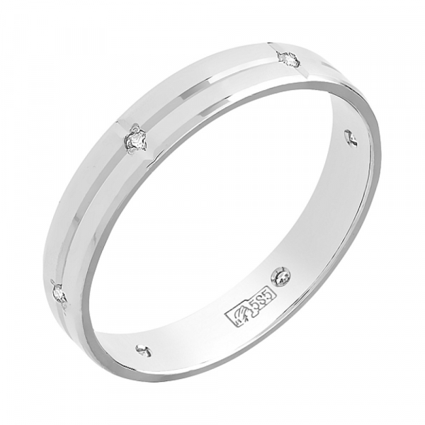 Золотое кольцо обручальное с фианитом 4мм № 96594