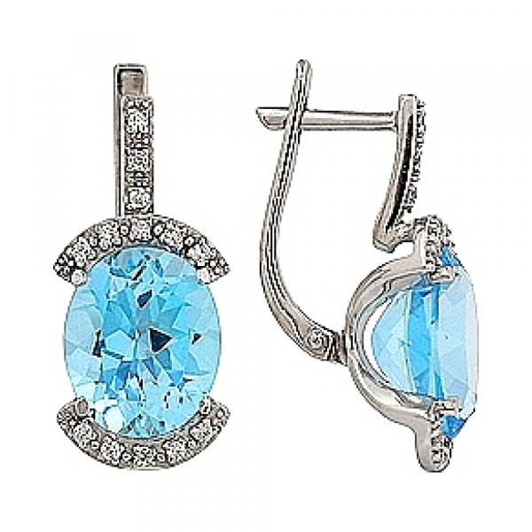 Серьги с топазом и фианитом № 51815