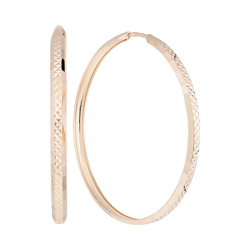 Золотые серьги конго с алмазной гранью № 129723