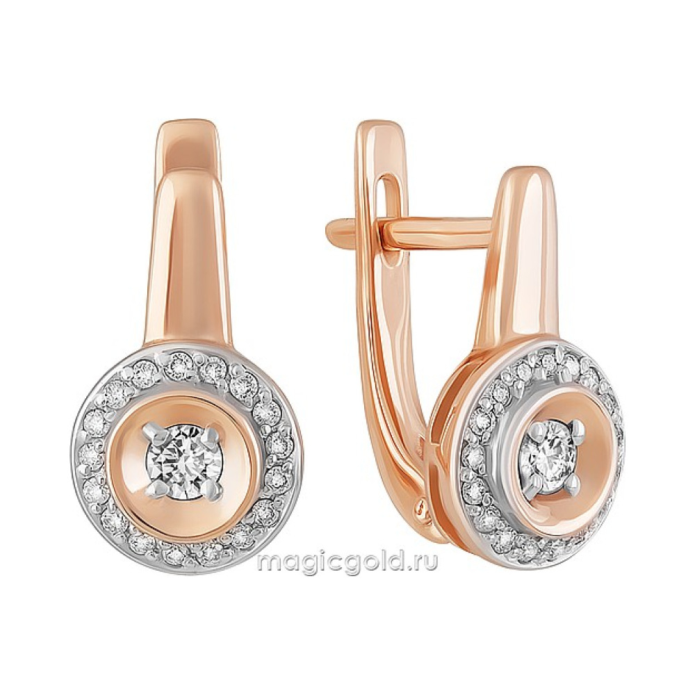 Золотые серьги с бриллиантом № 162518