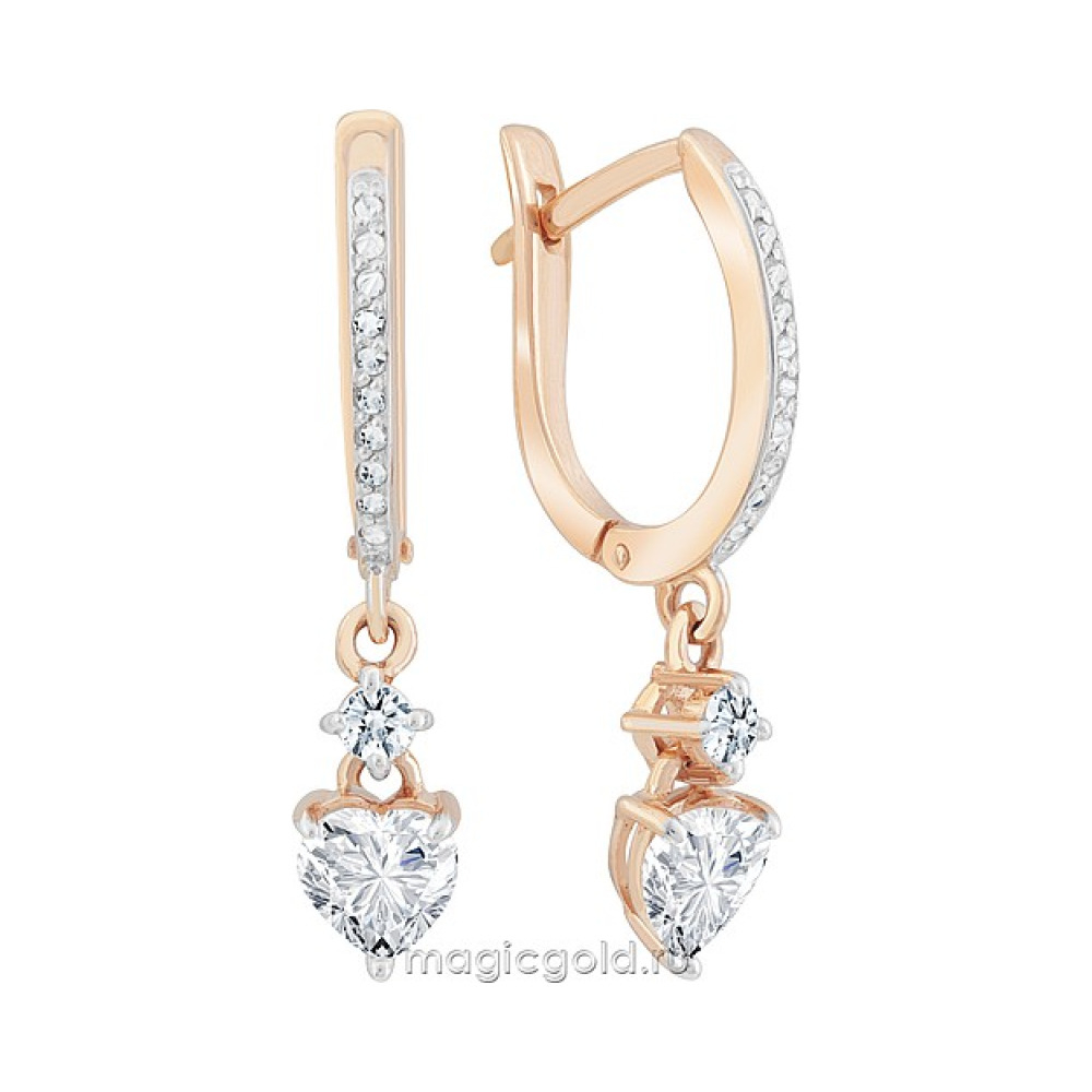 Золотые серьги с фианитом № 172148