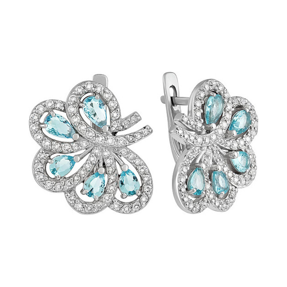 Серебряные серьги с алпанитом и фианитом № 134787