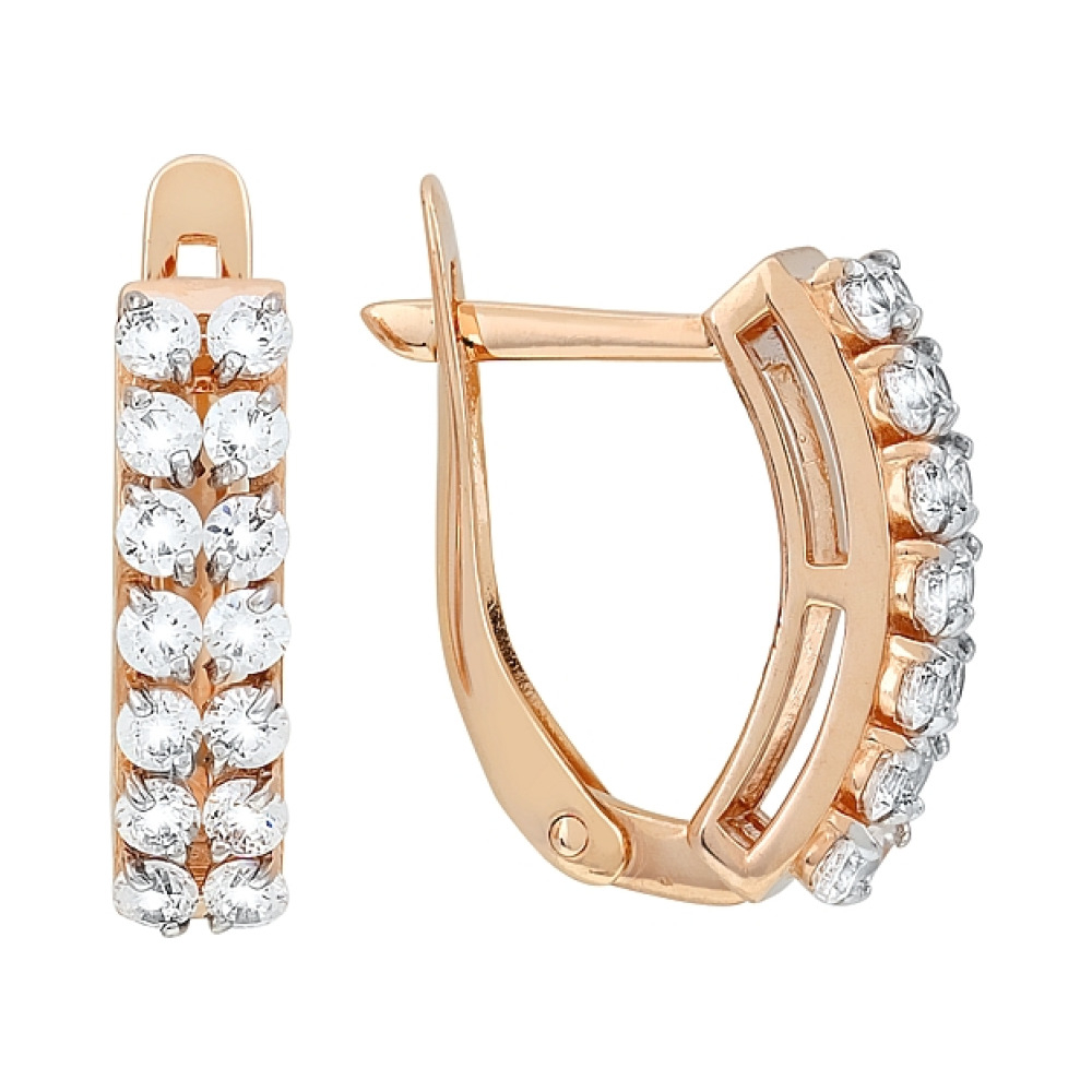 Золотые серьги с фианитами № 116360