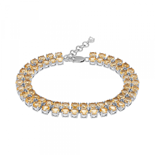 Серебряный браслет с цитрином и фианитом № 127951