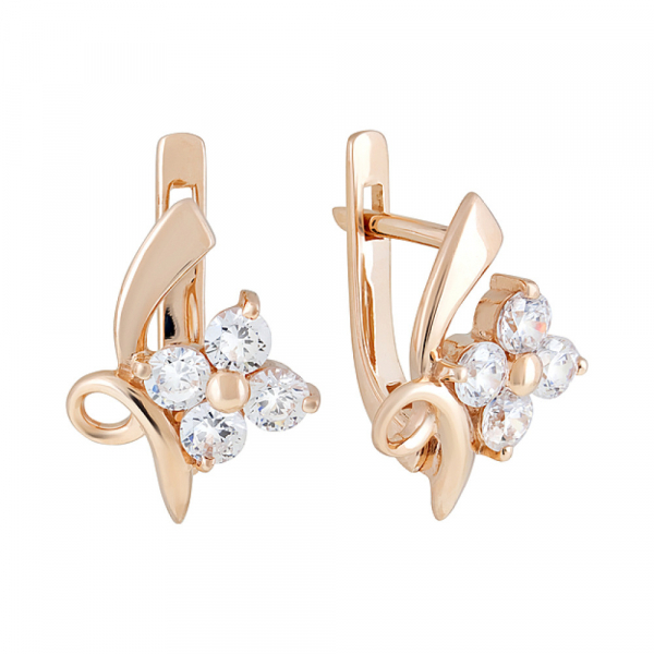 Золотые серьги с фианитом № 33065