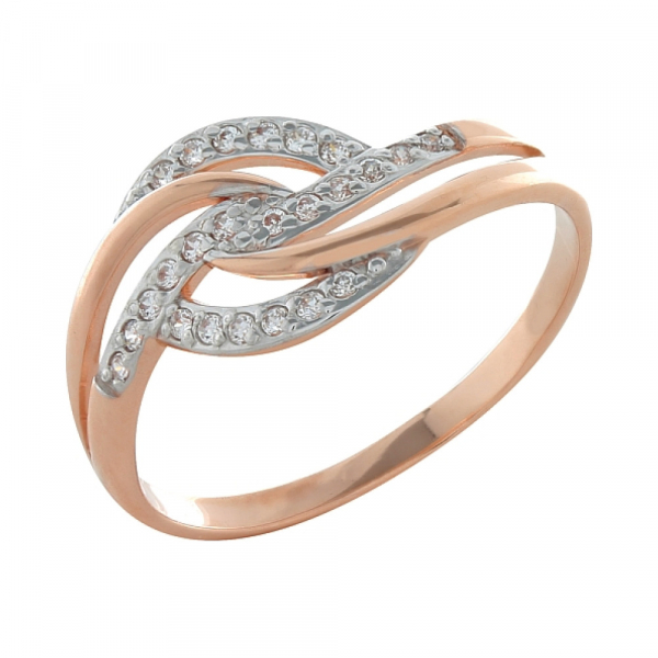 Золотое кольцо с фианитами № 100321