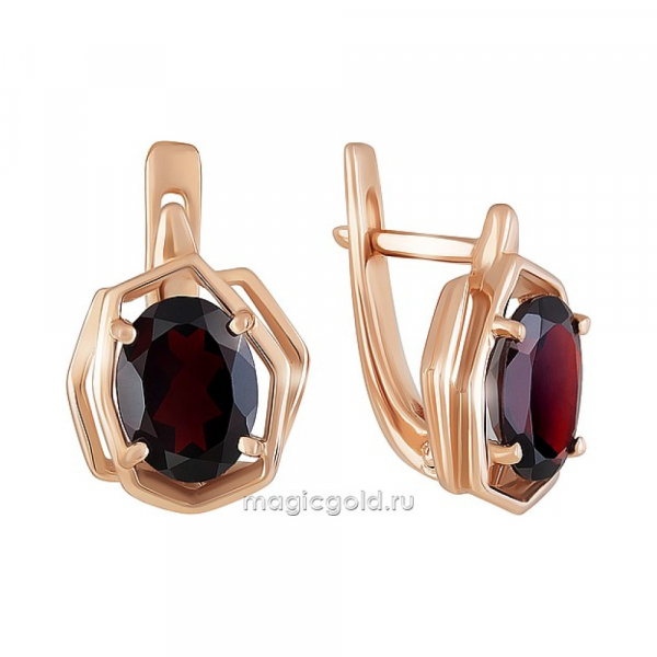 Золотые серьги с гранатом № 159643