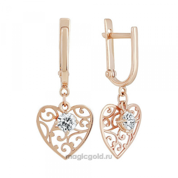 Золотые серьги с фианитом № 140450