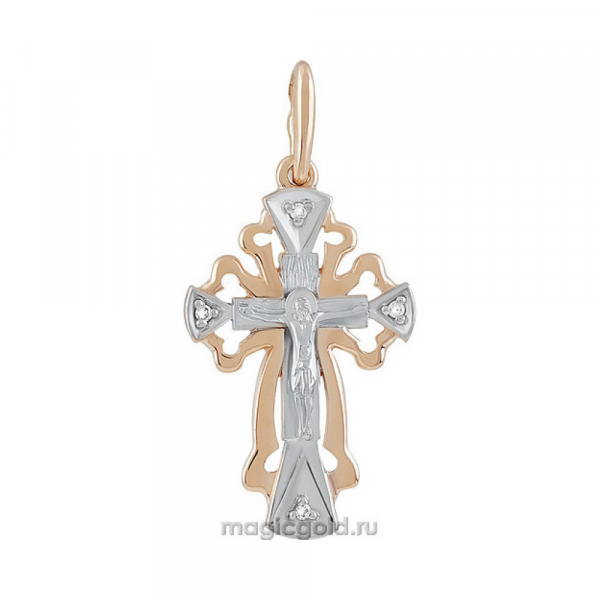 Крест литой с накладкой б/з и фианитом № 137282