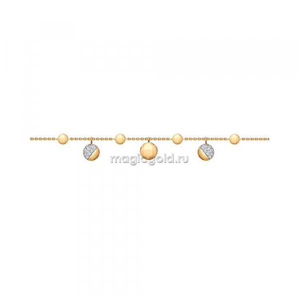 Золотой браслет с фианитом № 163978