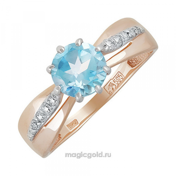 Золотое кольцо с топазом и фианитом № 139431