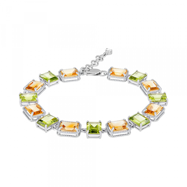 Серебряный браслет с полудраг. вставками и фианитом № 127626