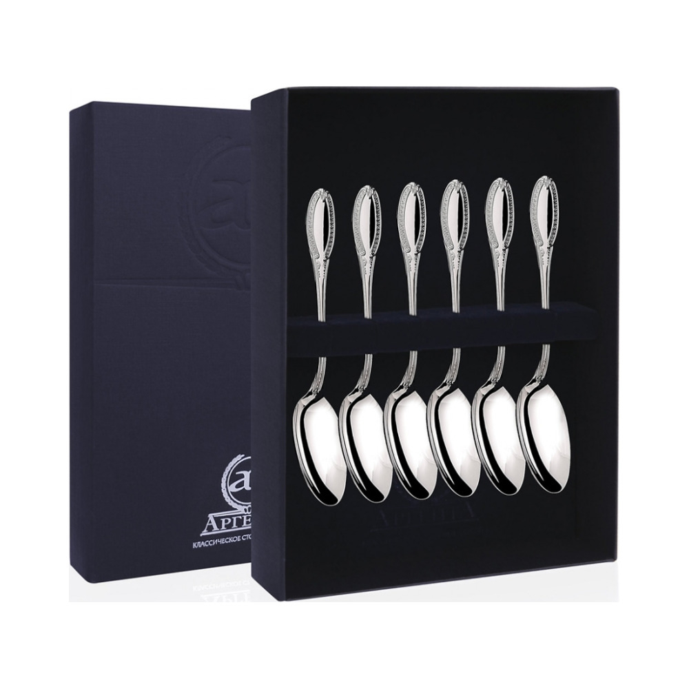 Набор 6 серебряных кофейных ложек «Император»