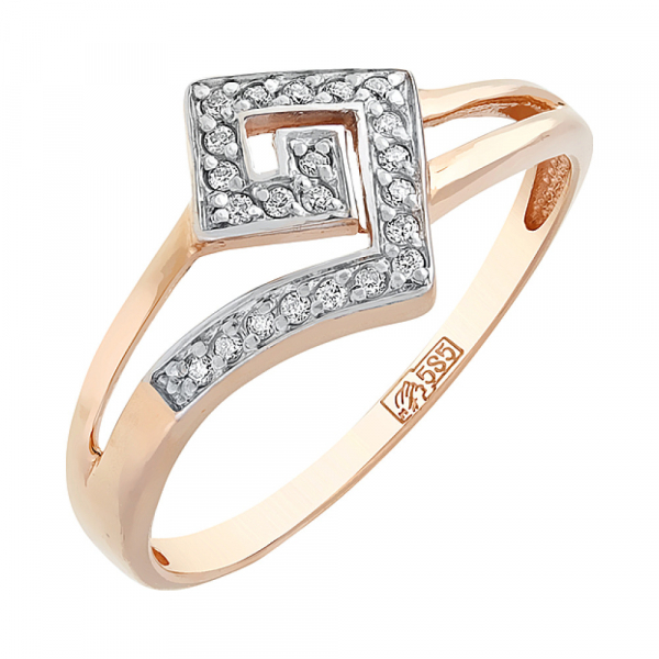 Золотое кольцо с бриллиантом № 107424